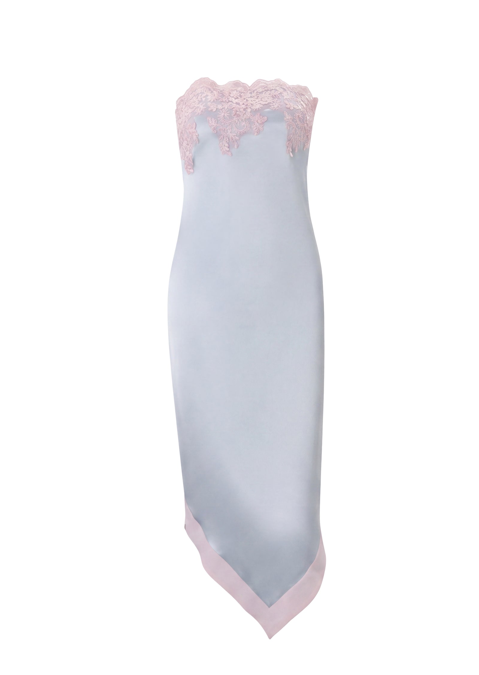 Deodat Lace Satin Strapless Midi Dress