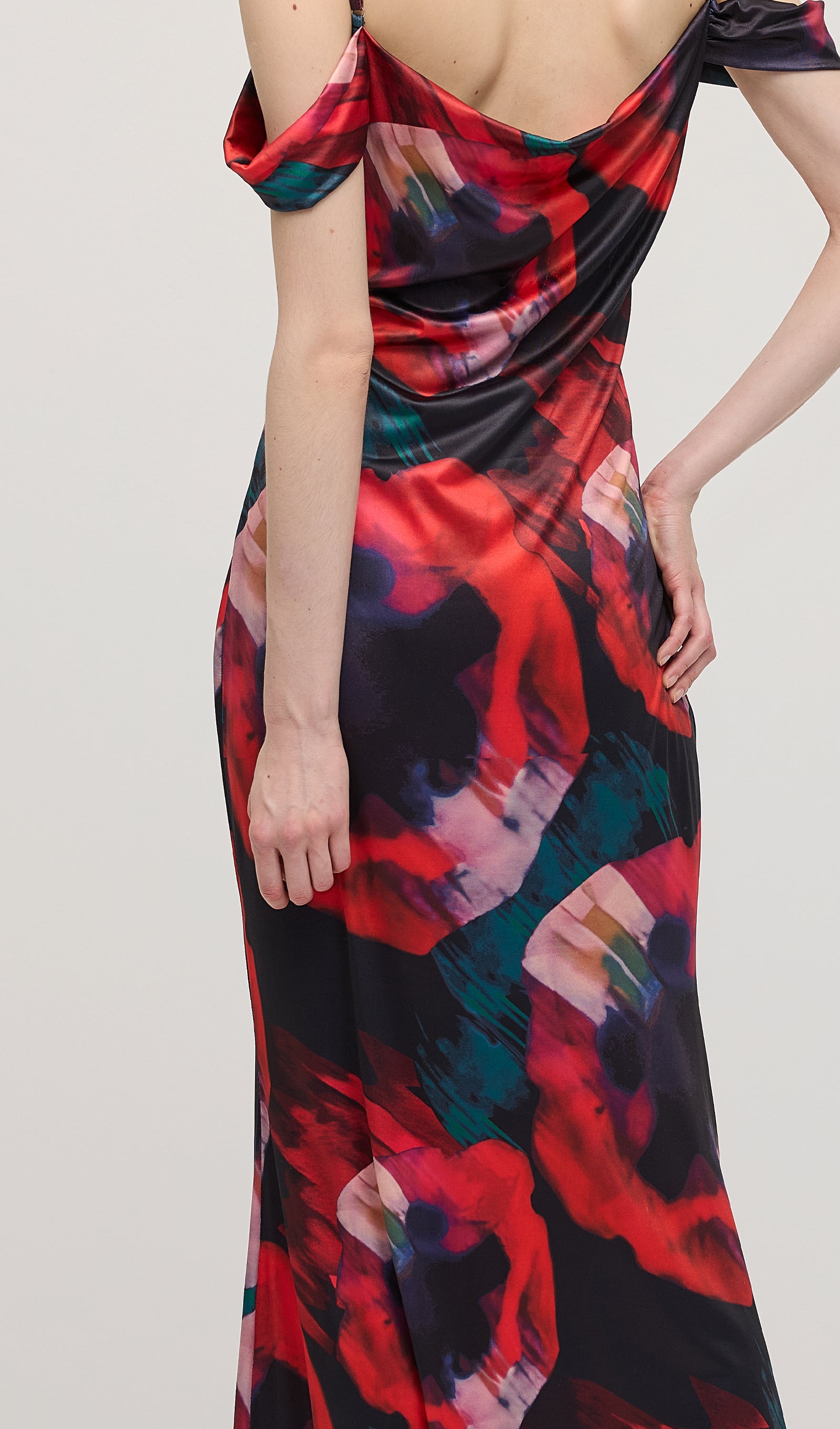 Midikleid in A-Linie mit Blumenmuster und Laternenärmeln
