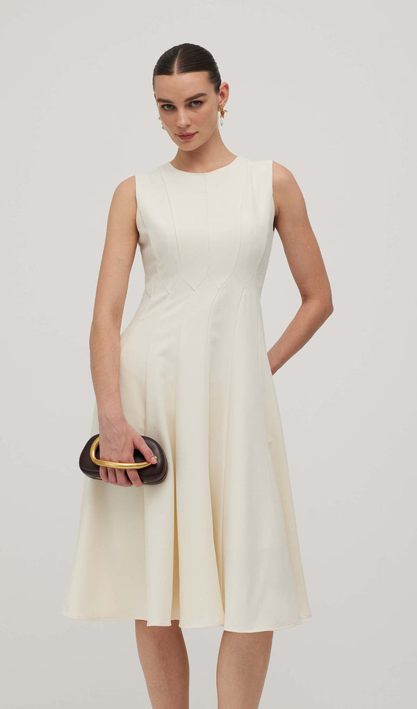 A Line Sleeveless Midi Dress