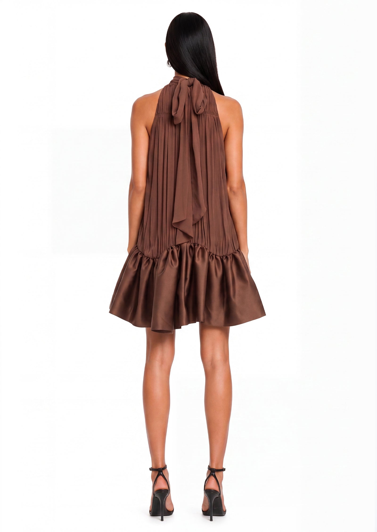 Abid Sleeveless Mini Dress In Dark Brown