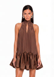 Abid Sleeveless Mini Dress In Dark Brown