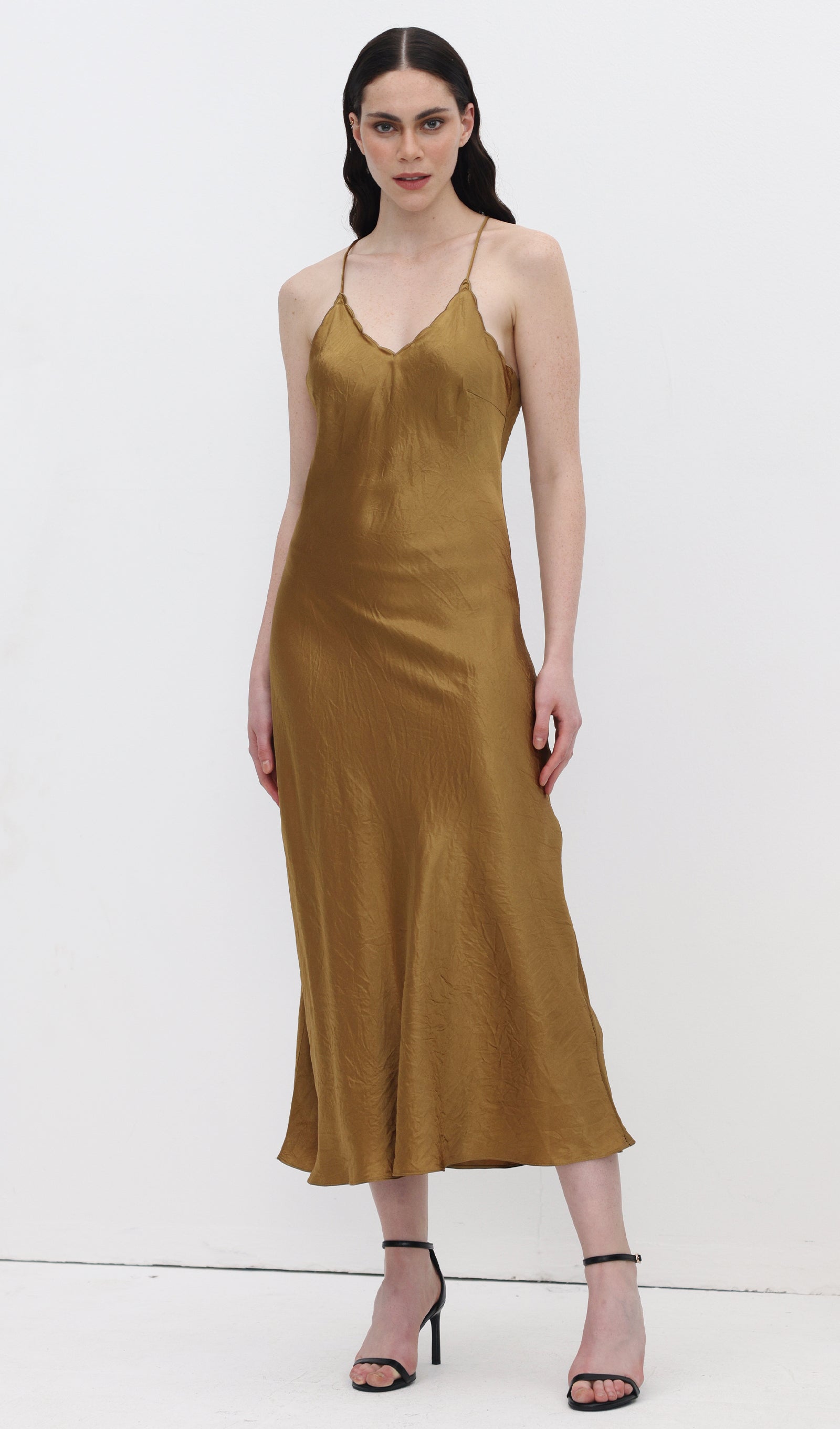 Acetate Sling Midi Dress