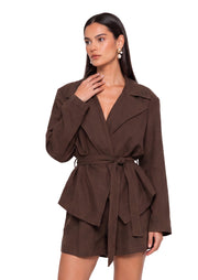 Adalinde Long Sleeve Lace-Up Two Piece Set
