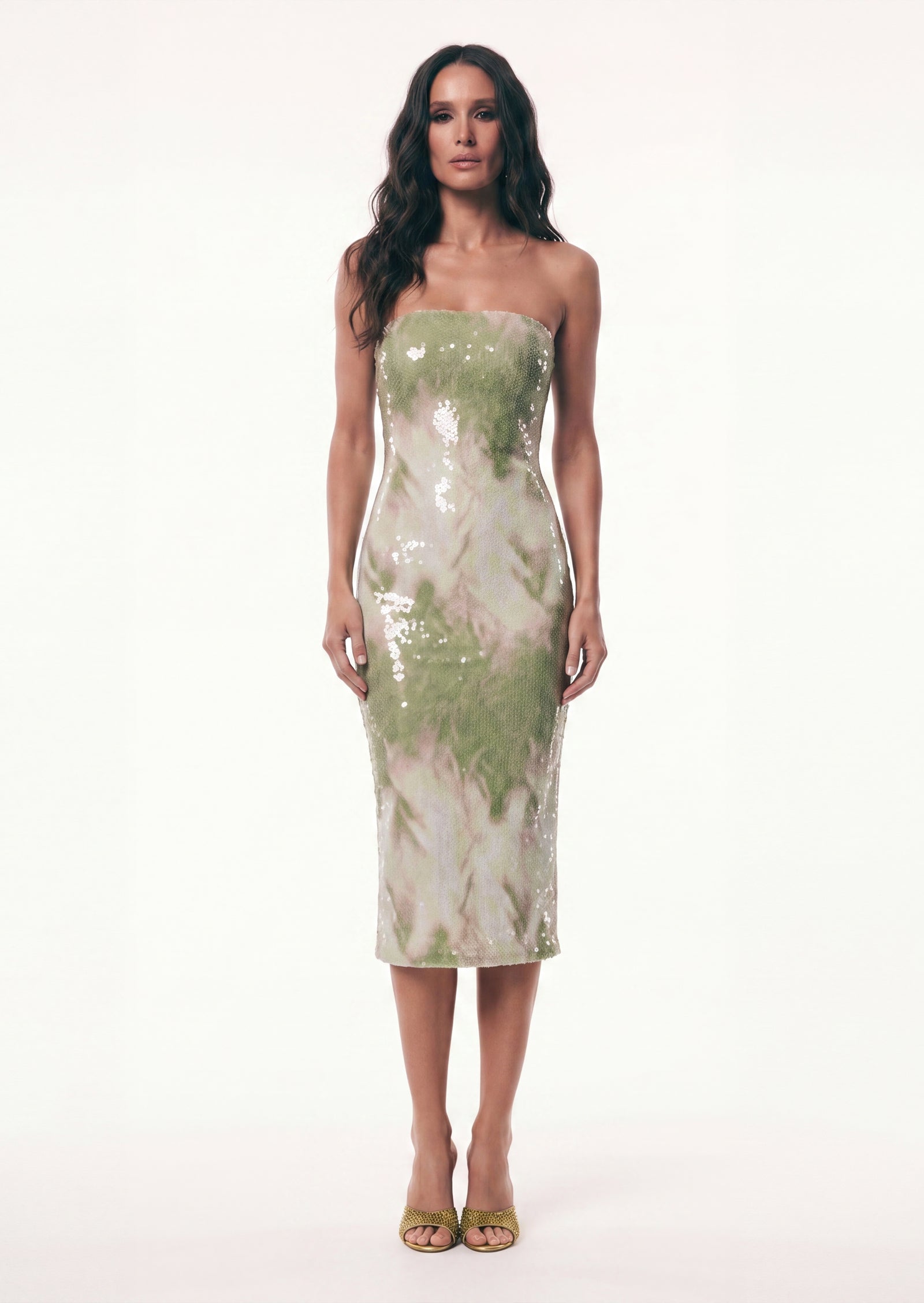 Adelina Strapless Sequined Midi Dress