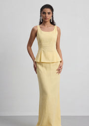 Midikleid in A-Linie mit Blumenmuster und Laternenärmeln