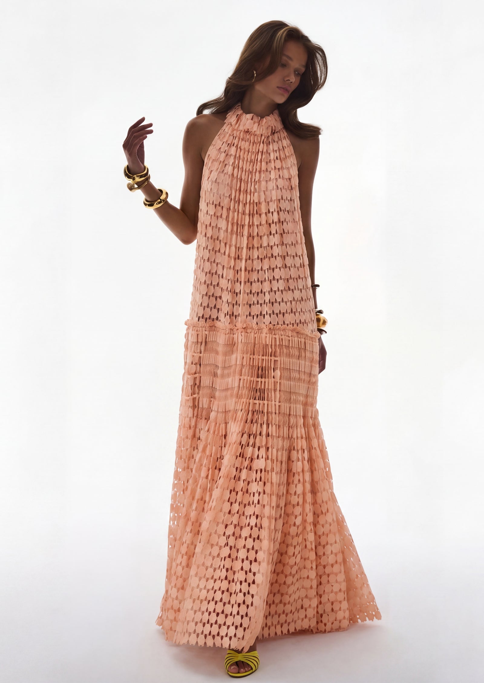 Almarie Lace High Neck Maxi Dress