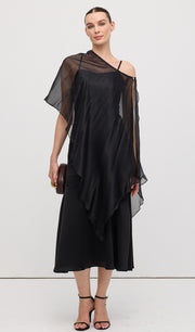 Midikleid in A-Linie mit Blumenmuster und Laternenärmeln