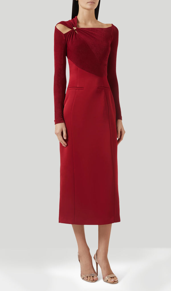 Midikleid in A-Linie mit Blumenmuster und Laternenärmeln