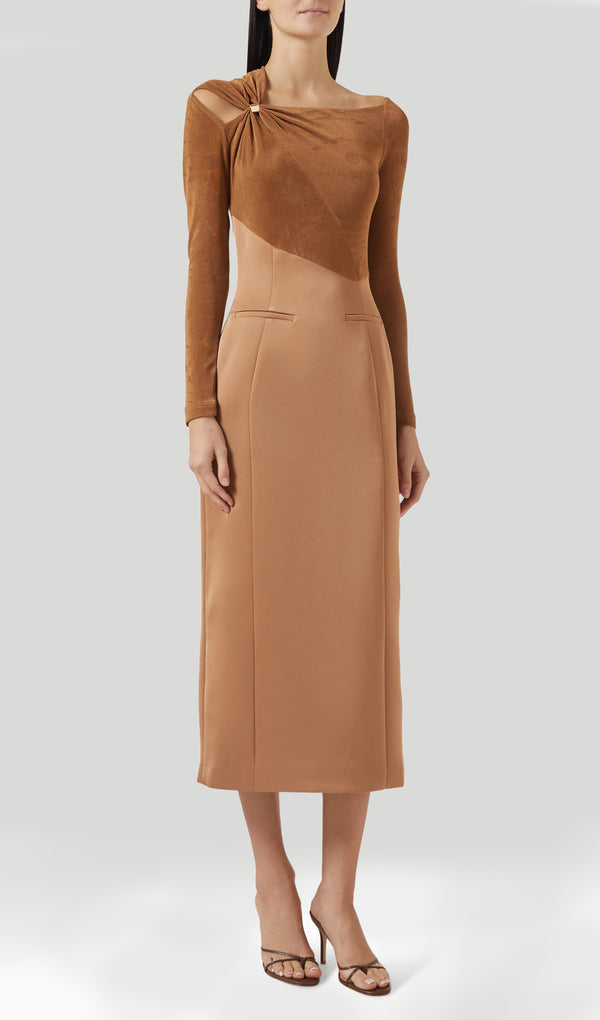 Midikleid in A-Linie mit Blumenmuster und Laternenärmeln