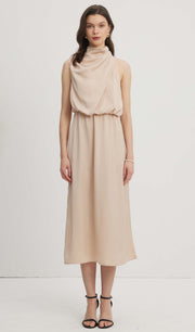 Asymmetric Satin Midi Dress