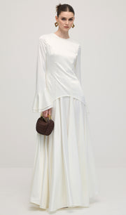 Midikleid in A-Linie mit Blumenmuster und Laternenärmeln