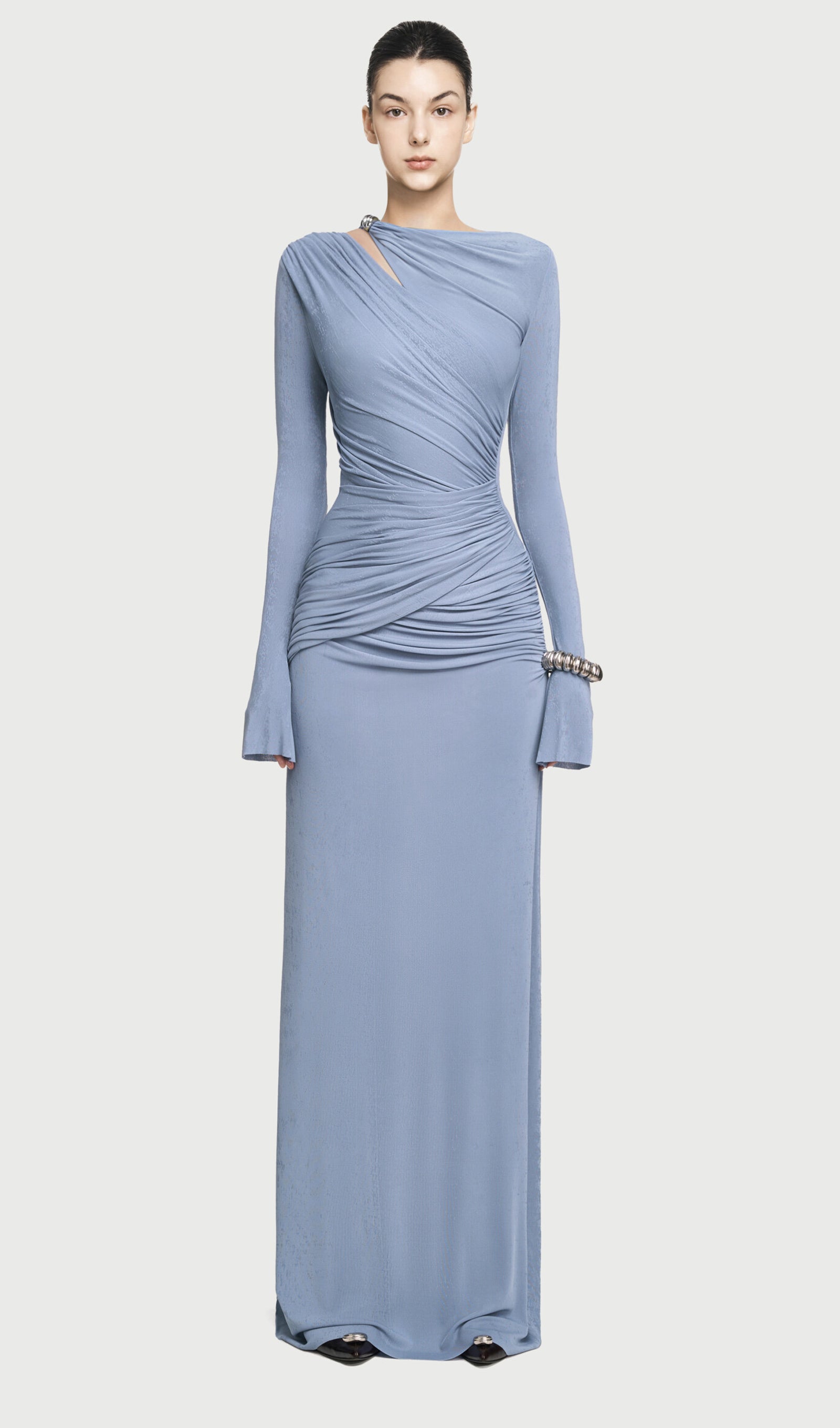 Midikleid in A-Linie mit Blumenmuster und Laternenärmeln