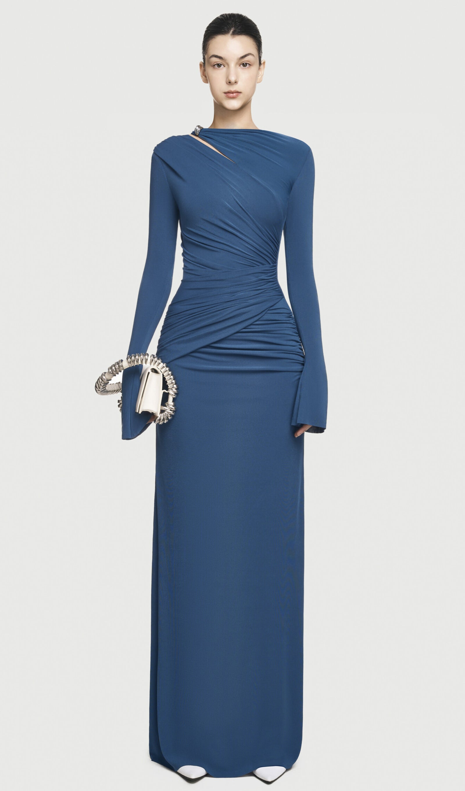 Midikleid in A-Linie mit Blumenmuster und Laternenärmeln