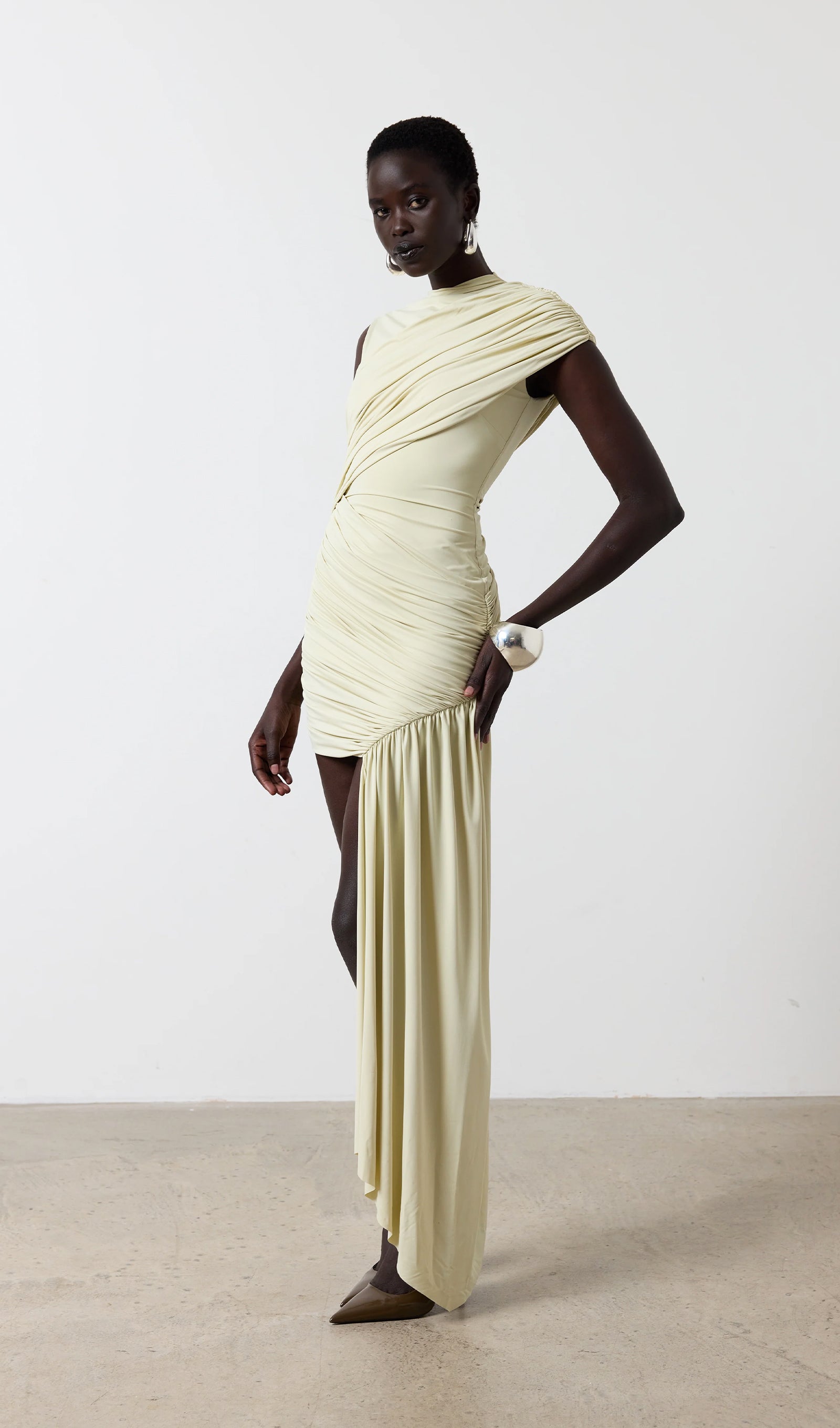 Asymmetrical Draping Mini Dress
