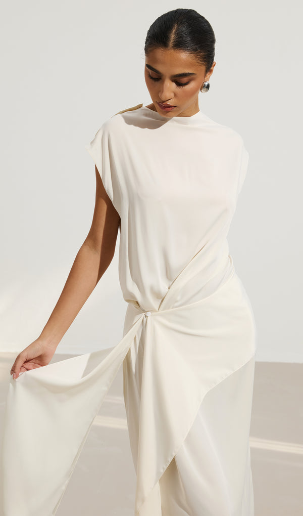 Asymmetrical Dress With Off Shoulder Design