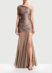 Asymmetrical One Shoulder Open Back Maxi Dress
