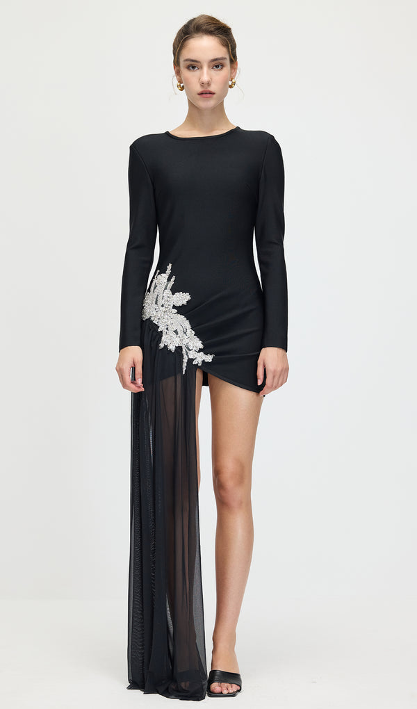 Asymmetrical With Embellishments Mini Dress