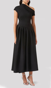 Midikleid in A-Linie mit Blumenmuster und Laternenärmeln
