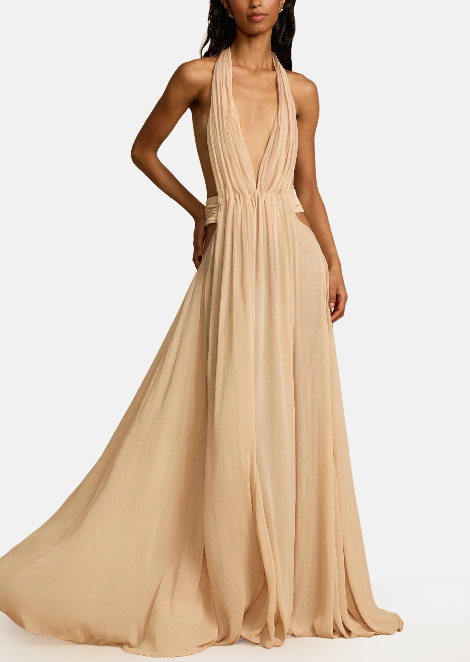 Midikleid in A-Linie mit Blumenmuster und Laternenärmeln