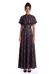 Midikleid in A-Linie mit Blumenmuster und Laternenärmeln