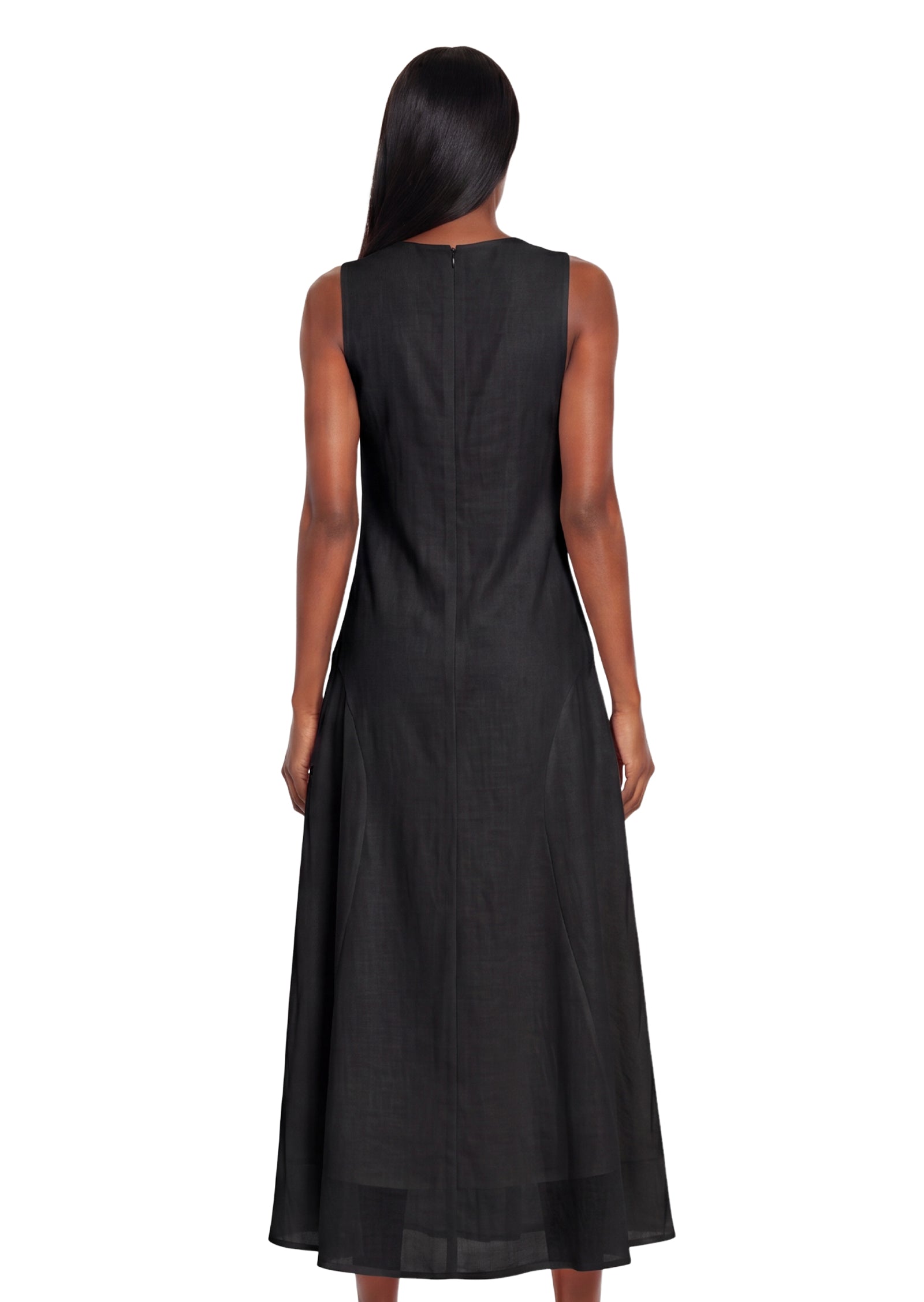 Naflah Sleeveless Midi Dress In Black