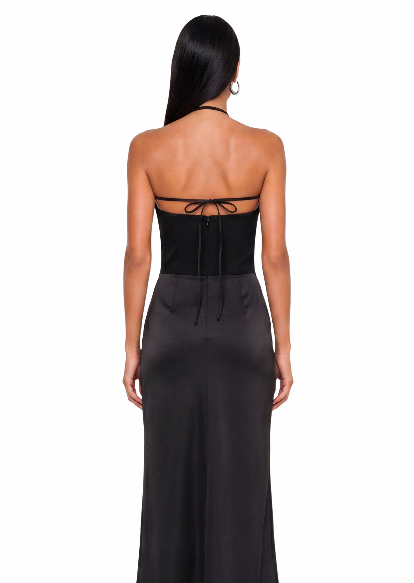 Abilene Off Shoulder Satin Maxi Dress In Black