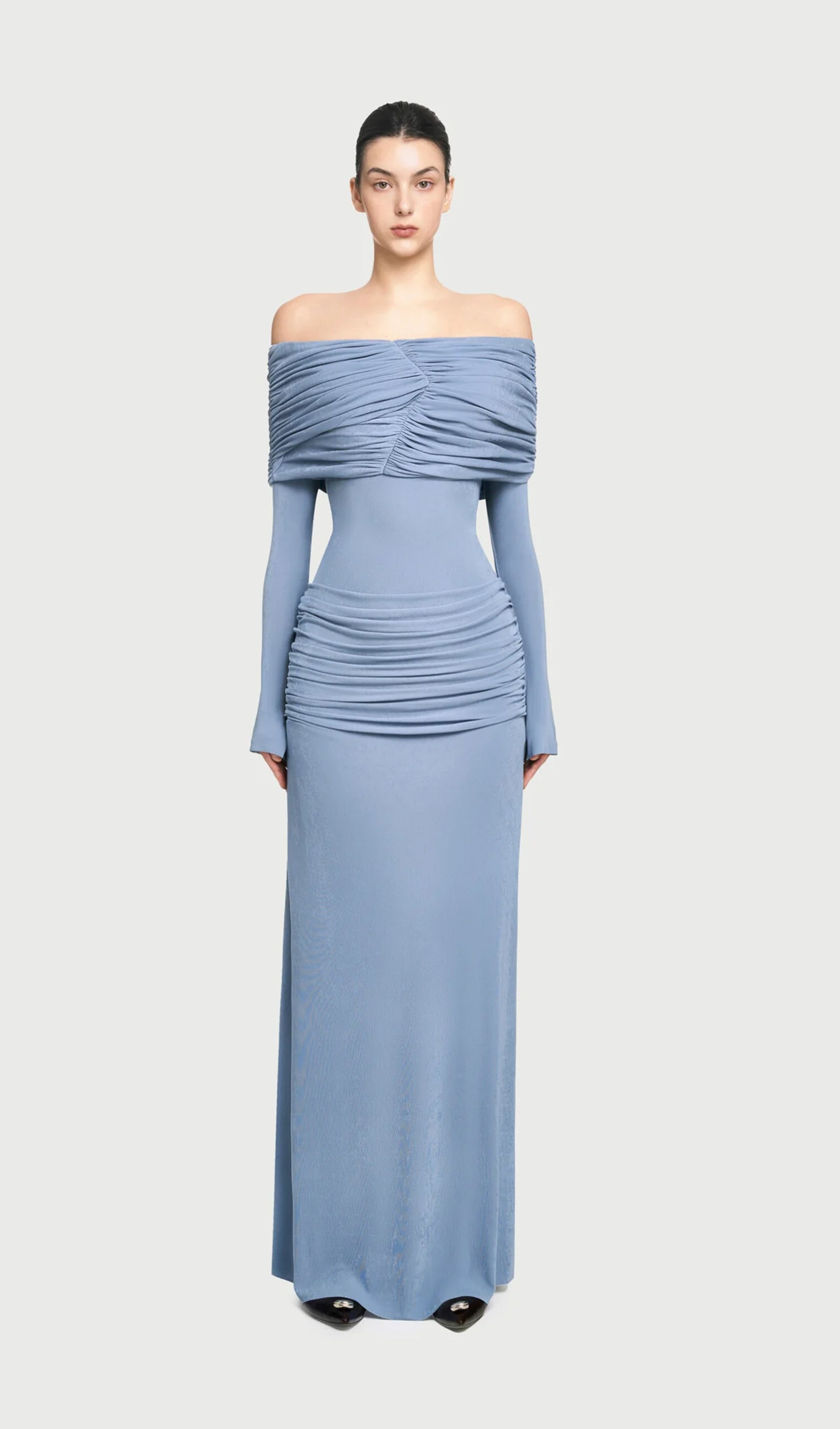 Midikleid in A-Linie mit Blumenmuster und Laternenärmeln