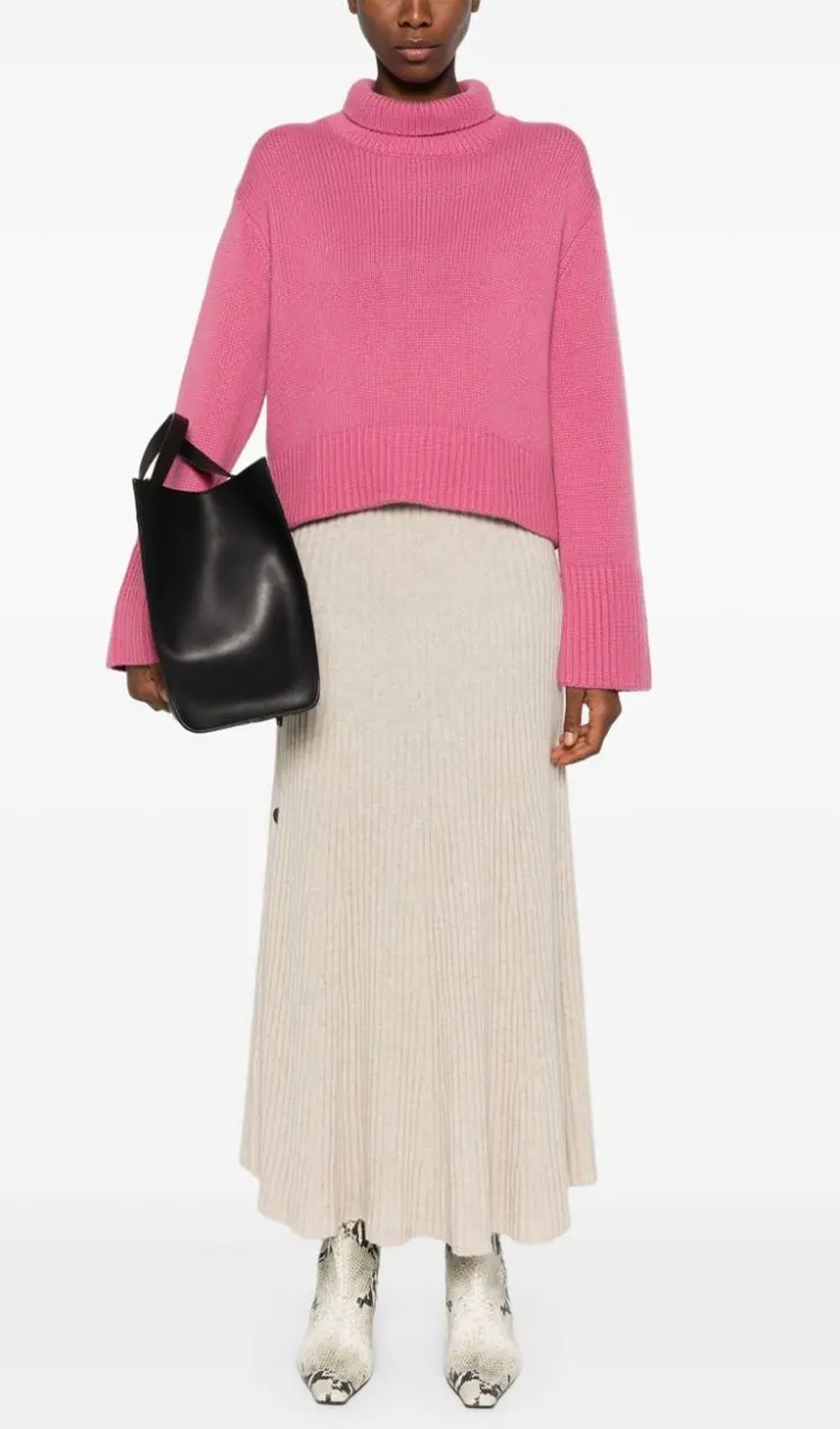 Buttons Ribbed Maxi Skirt