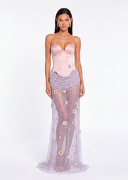 Carolina Satin And Appliqué Maxi Dress