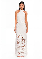 Catharine Floral Embroidery Maxi Dress In White