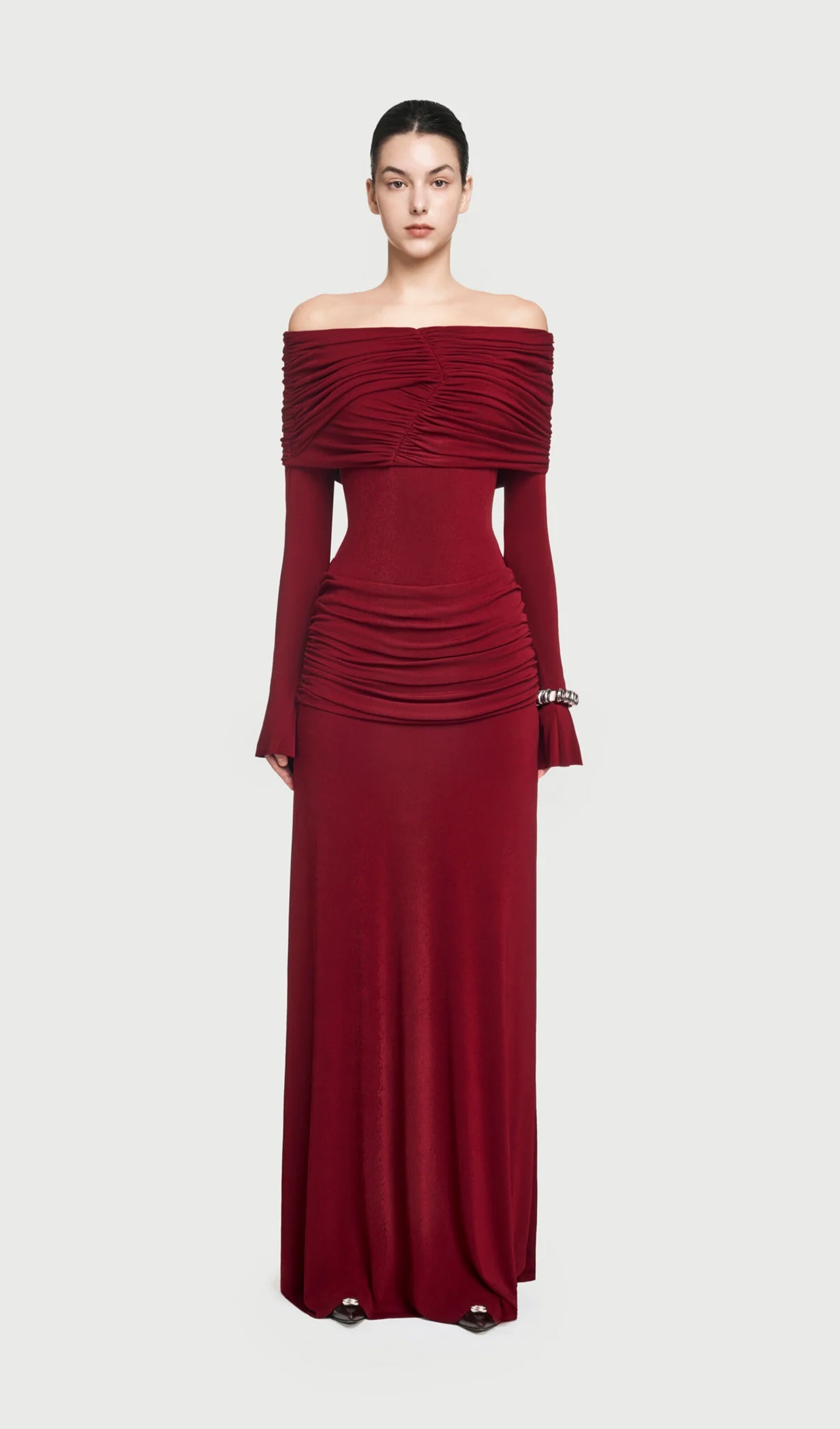 Midikleid in A-Linie mit Blumenmuster und Laternenärmeln