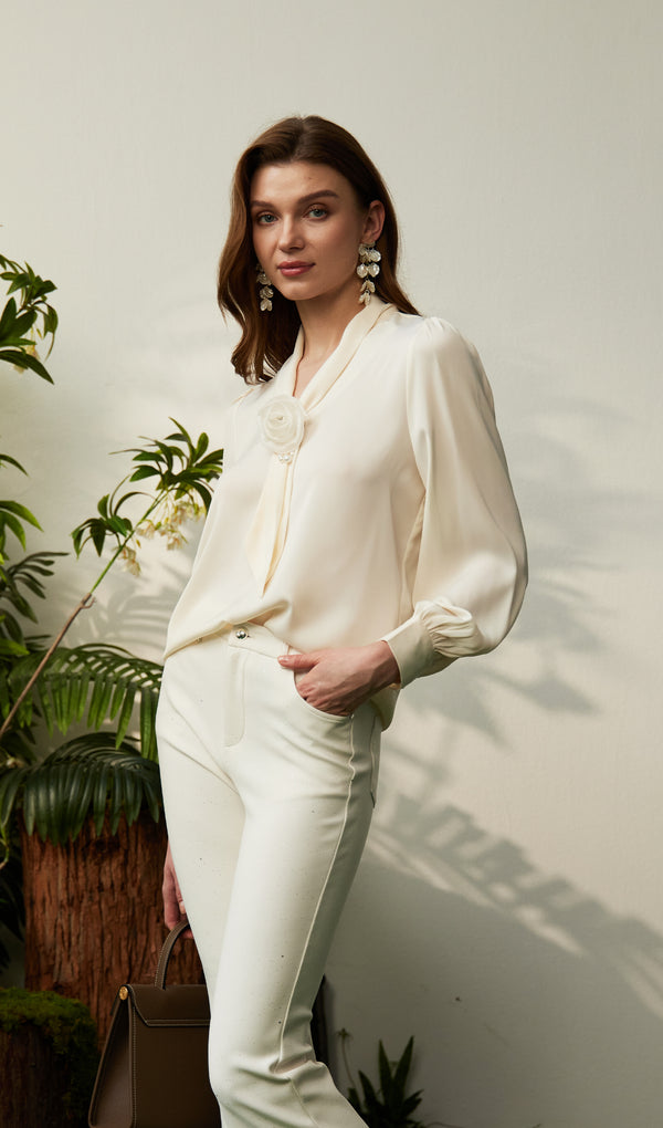 Corsage Long Sleeve Shirt Top