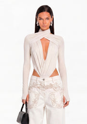 Occhave Cut Out Bodysuit In White