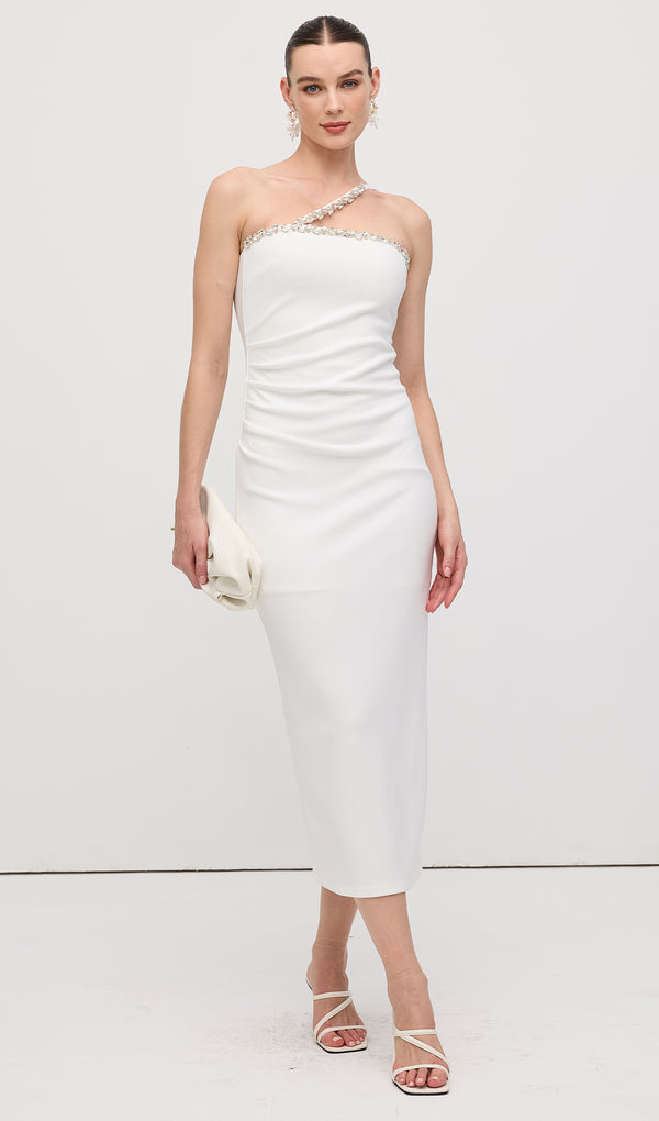 Diamond Chain Off Shoulder Midi Dress