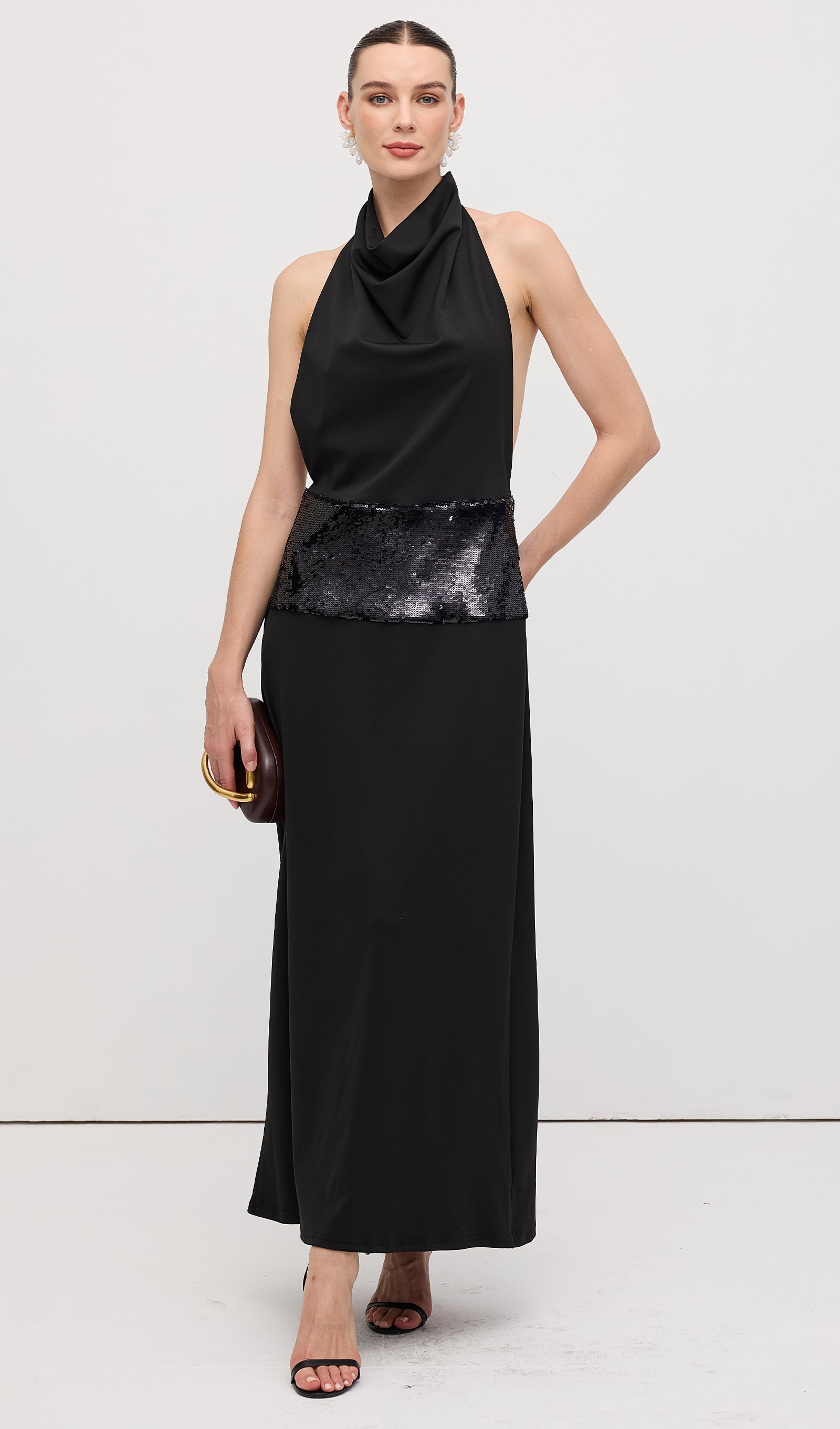 Midikleid in A-Linie mit Blumenmuster und Laternenärmeln