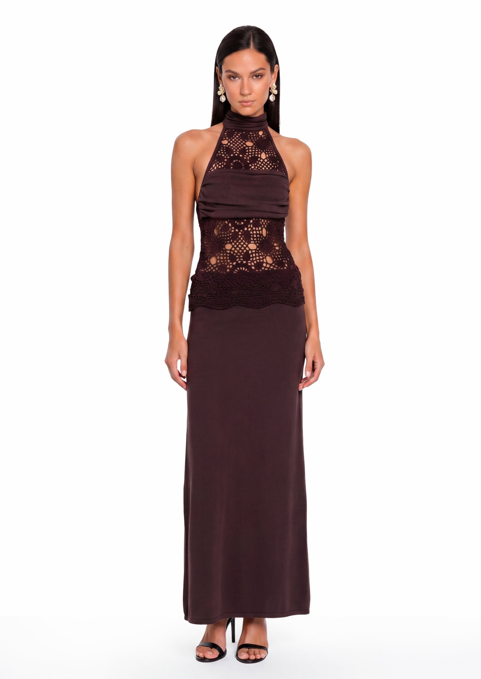 Midikleid in A-Linie mit Blumenmuster und Laternenärmeln