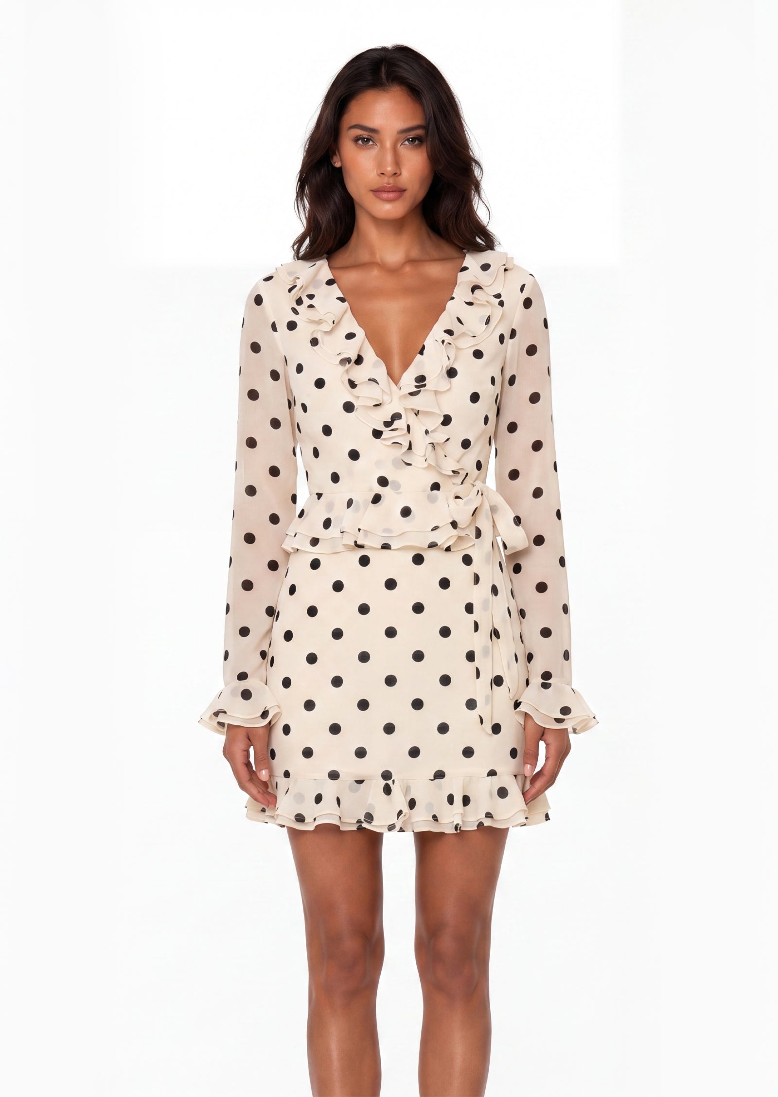 Eigra Frill Detail Polka Dot Mini Dress