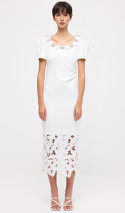 Midikleid in A-Linie mit Blumenmuster und Laternenärmeln