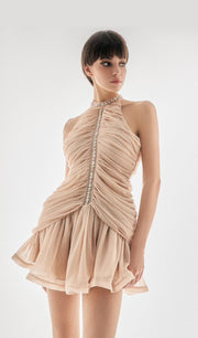 Midikleid in A-Linie mit Blumenmuster und Laternenärmeln