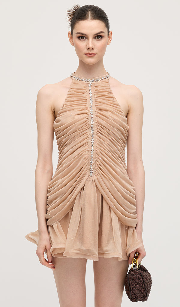 فستان ماكسي بتصميم ذيل السمكة بلون الماهوجني 