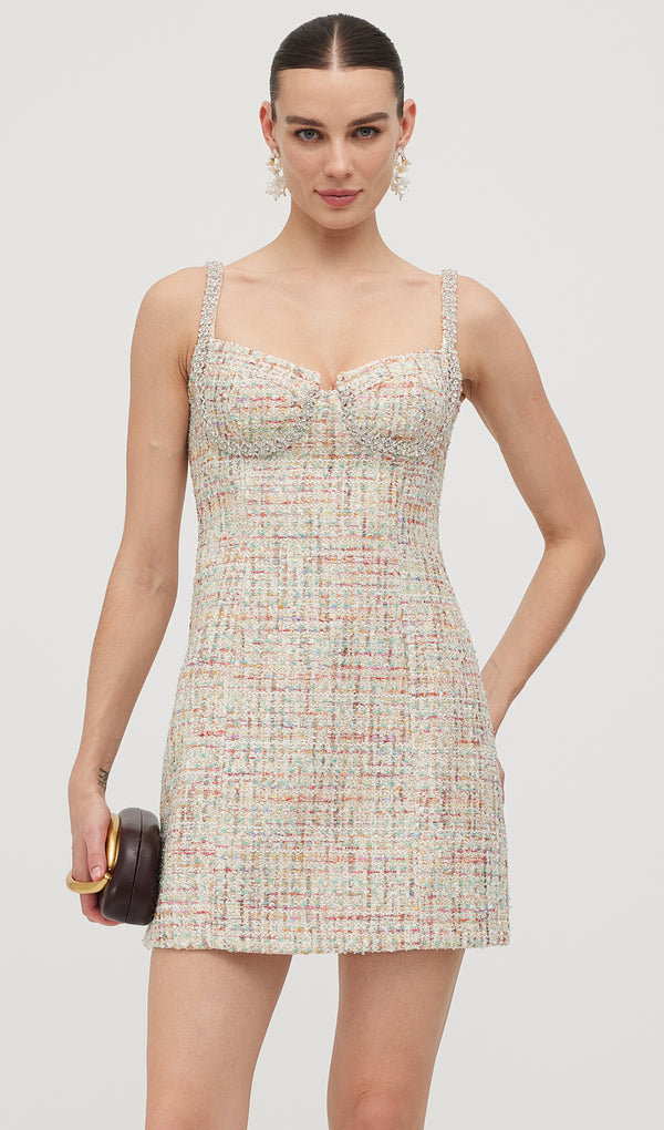 Embellished Boucle Mini Dress
