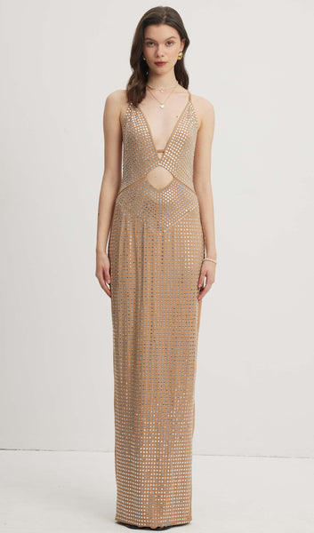 chinese dress ladies Magdalena Embellished Cut-Out Maxi Dress in White main image 0
