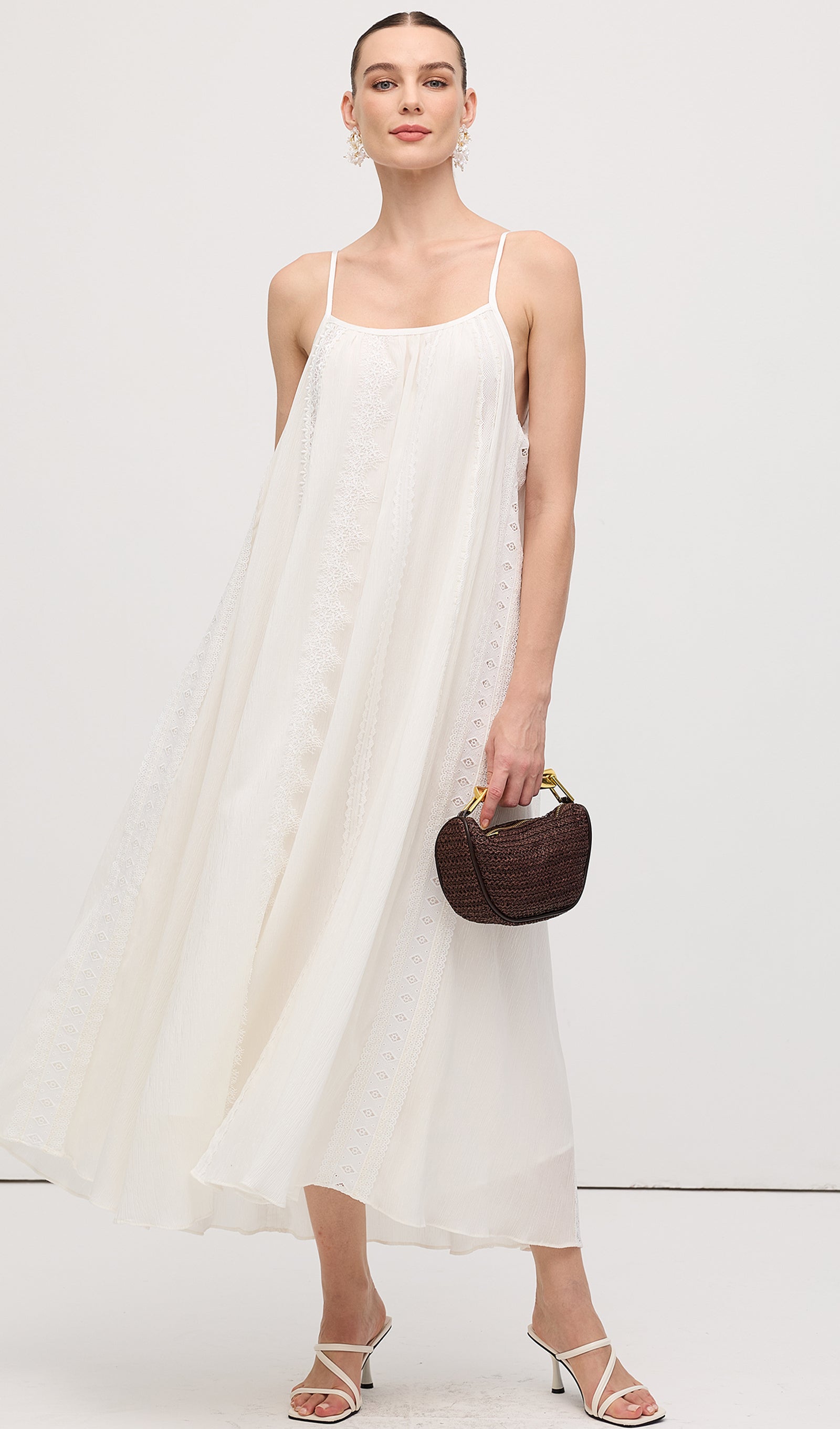 Midikleid in A-Linie mit Blumenmuster und Laternenärmeln