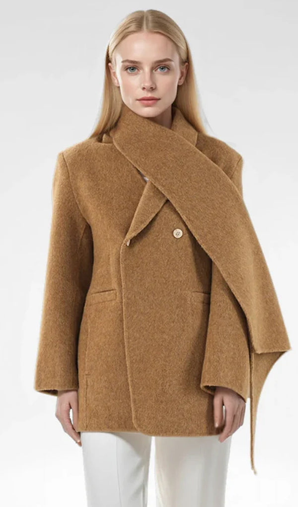 Faux Leather Wool Coat
