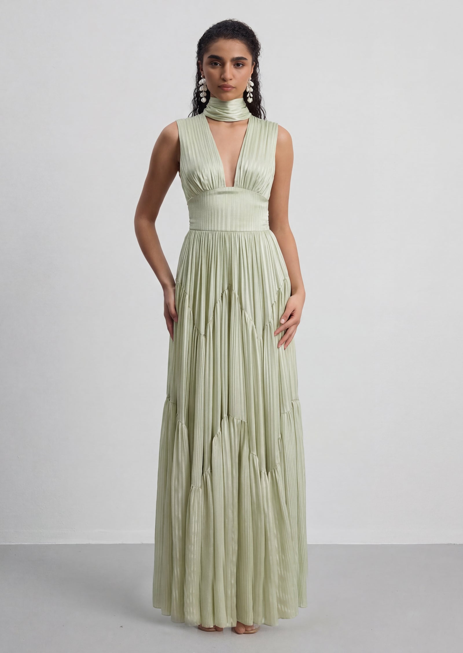 Ferrara Striped Satin Maxi Dress