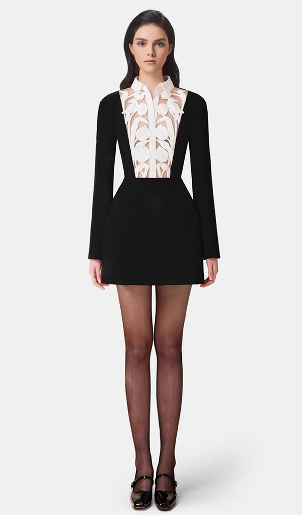 Floral Cutout Mini Dress In Black
