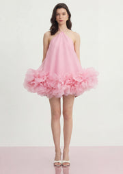 Floral Organza Mini Dress In Pink