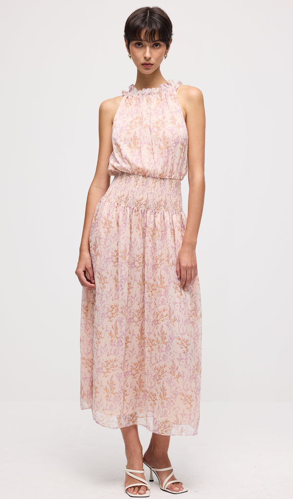 Floral Print Sleeveless Midi Dress