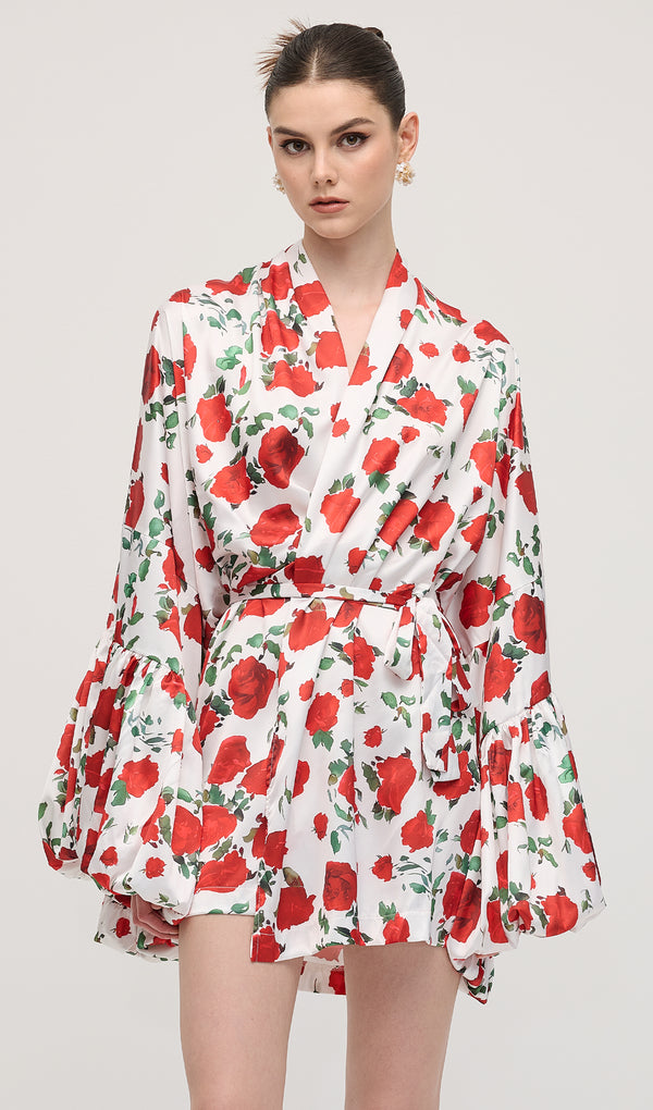 Floral Wide Sleeves Mini Dress Sets