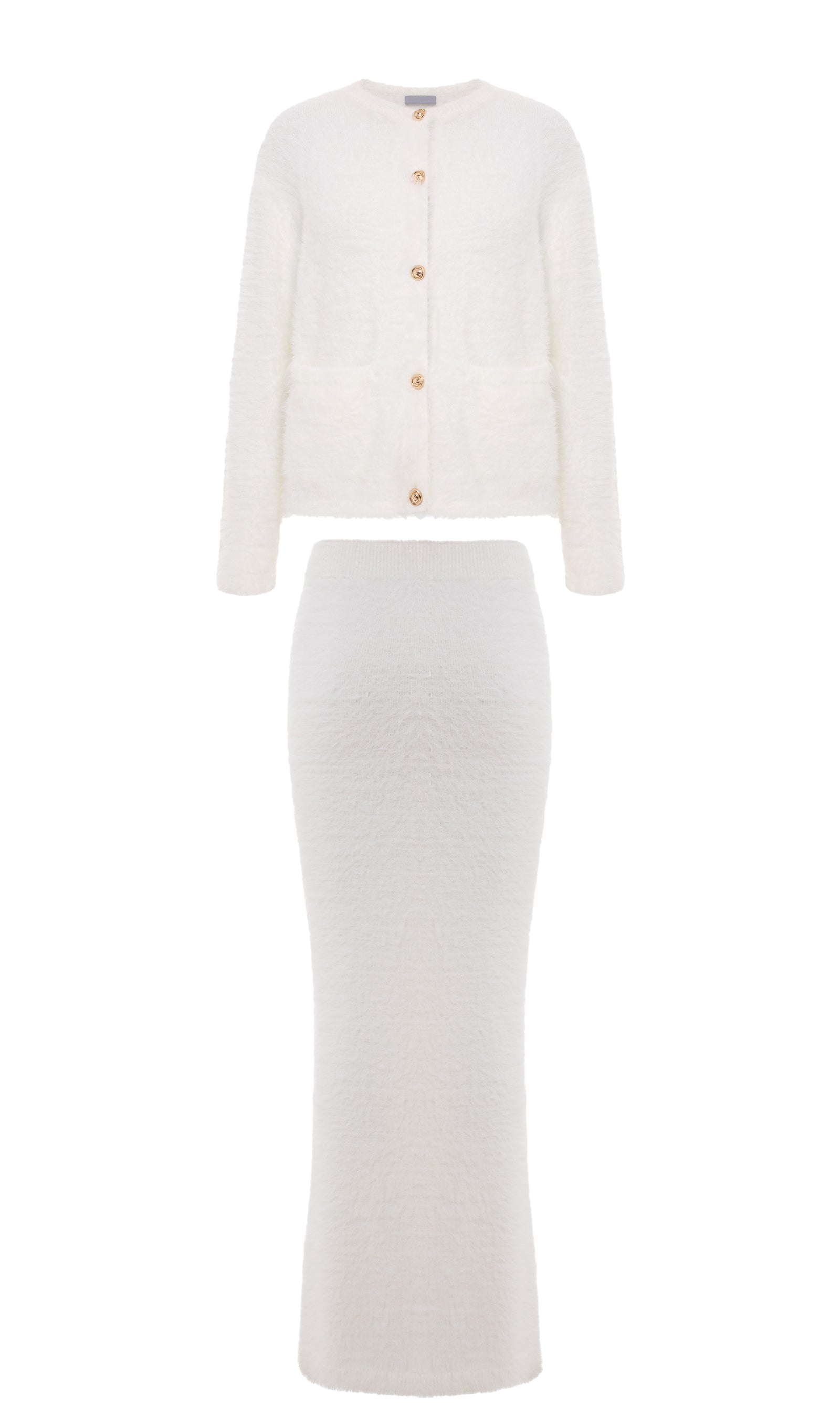 Fluffy Knitted Cardigan & Maxi Skirt Set